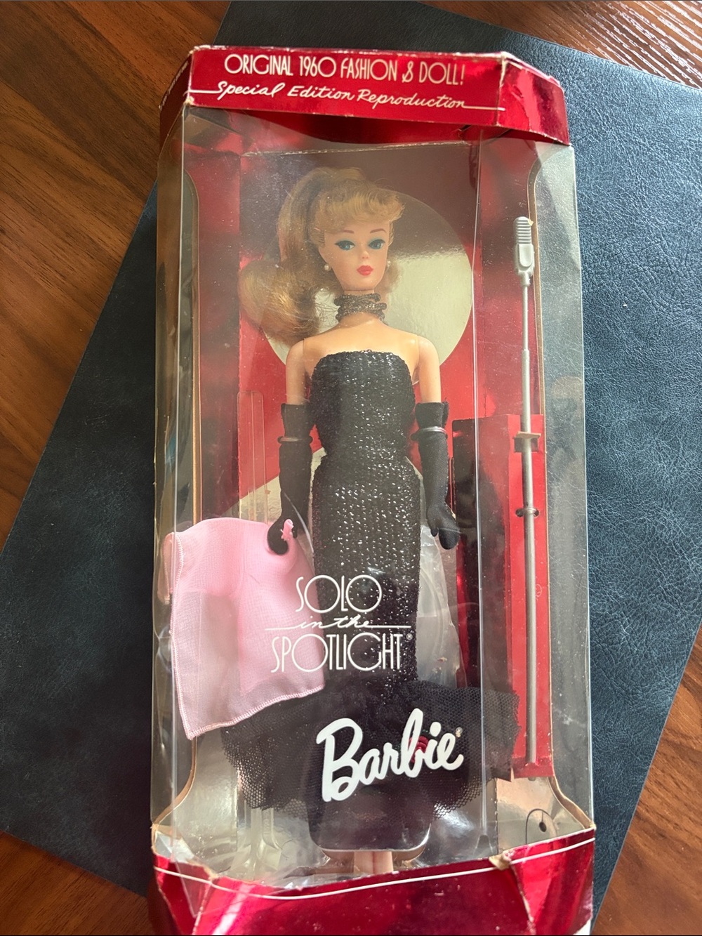 Barbie Black Gown with Pink Shawl and Black Gloves